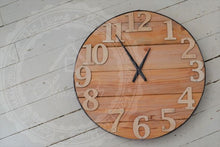 Load image into Gallery viewer, Wood Wall Clock , 18 inches Round , Farmhouse Style , Recycled Wood ,  Industrial Style