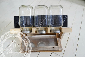 Wood Sprout Growing Stand with Drip Tray , 3 Jar Holder , Chalk Board Backing