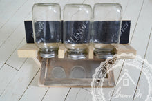 Load image into Gallery viewer, Wood Sprout Growing Stand with Drip Tray , 3 Jar Holder , Chalk Board Backing