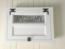 Load image into Gallery viewer, Vintage Style Built In Horizontal Apothecary Cabinet, Farmhouse Style Medicine Cabinet , Various Finishes, Custom Made and Sizing