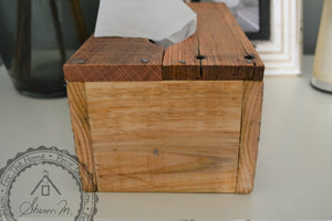 Wood Tissue Box Cover , Recycled Wood , Gray Vintage Pattern