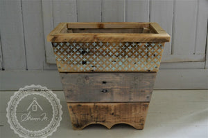 Wood Waste Paper Bin , Reclaimed Wood , Rustic Style , With or Without Lid