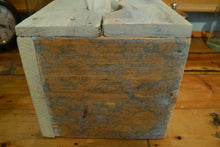 Load image into Gallery viewer, Square Natural Wood Tissue Box Cover , Reclaimed Wood , White and Blue