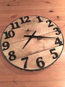 Wood Wall Clock , 14 inch Round , Farmhouse Style , Recycled Wood ,  Industrial Style