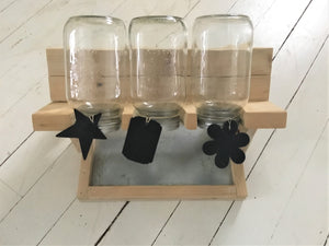 Wood Sprout Growing Stand with Drip Tray , 3 Jar Holder