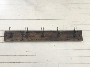 Wall Mounted Farmhouse Style Coat Hanger, Reclaimed Barn Wood