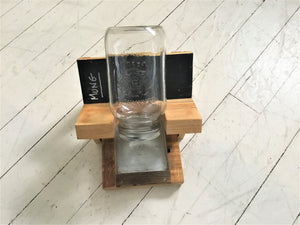 Wood Sprout Growing Stand with Drip Tray , 1 Jar Holder , Chalk Board Backing