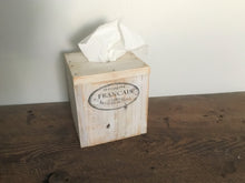 Load image into Gallery viewer, Recycled Wood Tissue Box Cover ,  Vintage White Washed