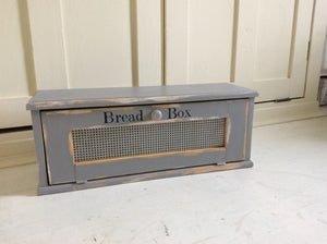 Farmhouse Style Wood Bread Box with Aluminum Panel Door