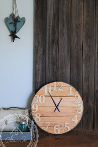 Wood Wall Clock , 18 inches Round , Farmhouse Style , Recycled Wood ,  Industrial Style