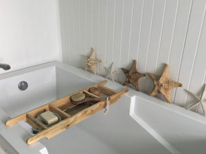 Bath Tray 3 Compartments  Natural Recycled Wood