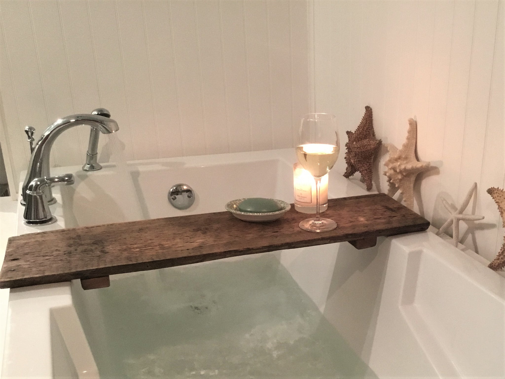 Rustic Wood Bath Tray, Bathtub Caddy