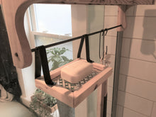 Load image into Gallery viewer, Red Cedar Shower Caddy Single Shelf with Steel Bar and Hooks and Optional Soap Holder