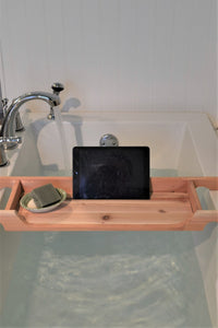 Plateau de bain en cèdre, porte-tablette