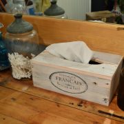 Recycled Wood Tissue Box Cover ,  Vintage White Washed