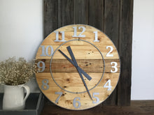 Load image into Gallery viewer, Wood Wall Clock , 24 inch Round , Recycled Wood ,Industrial Style