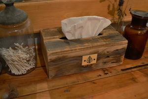 Couverture de boîte à mouchoirs en bois naturel, bois recyclé, étiquette décorative